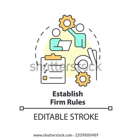 Establish firm rules concept icon. Tip for coaching abstract idea thin line illustration. Agreement with mentee. Isolated outline drawing. Editable stroke. Arial, Myriad Pro-Bold fonts used