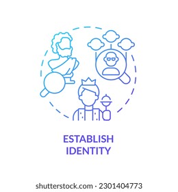 Establish identity blue gradient concept icon. Social status. Genealogical research motivation abstract idea thin line illustration. Isolated outline drawing. Myriad Pro-Bold font used