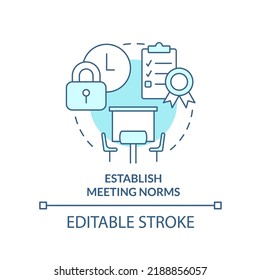 Establish meeting norms turquoise concept icon. Creating hybrid environment abstract idea thin line illustration. Isolated outline drawing. Editable stroke. Arial, Myriad Pro-Bold fonts used