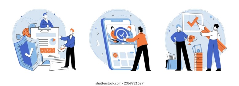 Established business. Vector illustration. Leadership is essential for guiding teams and driving success Marketing promotes products and services to target audiences Partnerships bring together