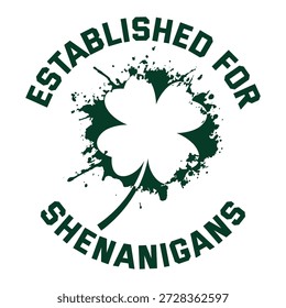 Establecido para Shenanigans Irish Shamrock Diseño de insignia del día de San Patricio aislado sobre fondo blanco.