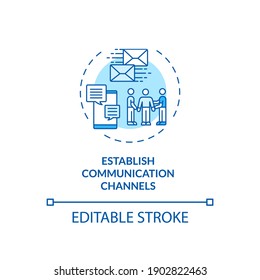 Establishing communication channels concept icon. Staff reboarding tip idea thin line illustration. Internet and emails. Project management. Vector isolated outline RGB color drawing. Editable stroke