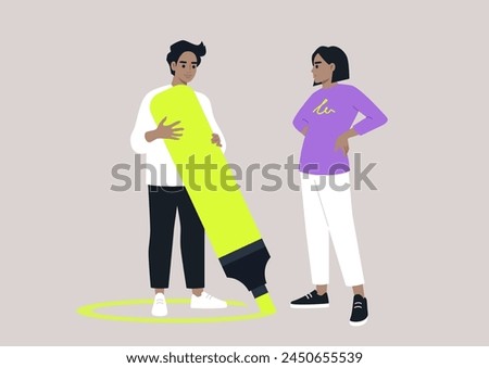 Establishing Personal Space, Two Figures Drawing Lines of Respect, A duo engages in a visual dialogue on their boundaries