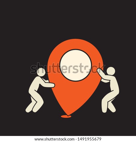 establishing a point of interest  - two people marking a new location
