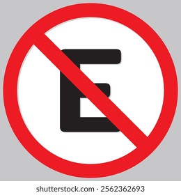 Não Estacione Translating Do Not Park. Portuguese Sign Vector with Shadows. 3D Effect. Flat Illustration.