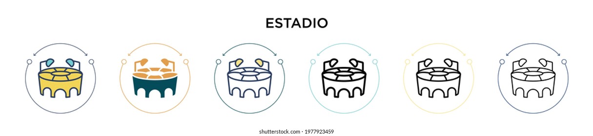 Estadio icon in filled, thin line, outline and stroke style. Vector illustration of two colored and black estadio vector icons designs can be used for mobile, ui, web