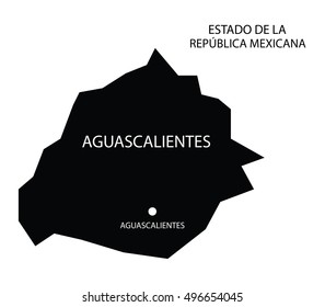 Estado De Aguascalientes, Mexico, vector map isolated on white background. 
