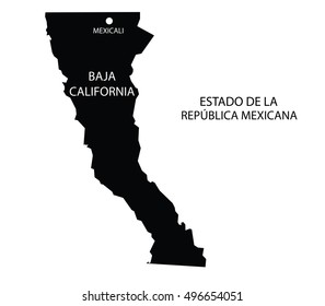 Estado De Baja California, Mexico, vector map isolated on white background. 
