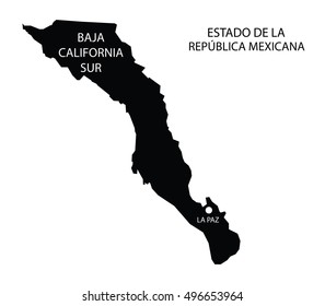 Estado De Baja California Sur, Mexico, vector map isolated on white background. 
