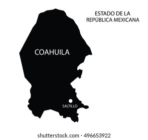 Estado De Coahuila, Mexico, vector map isolated on white background. 
