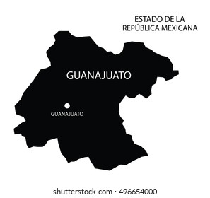 Estado De Guanajuato, Mexico, vector map isolated on white background. 
