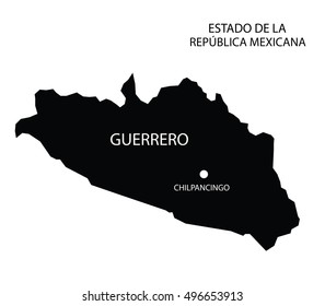 Estado De Guerrero, Mexico, vector map isolated on white background. 
