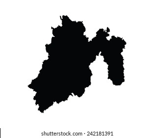 Estado De Mexico map silhouette, Mexico, vector map isolated on white background. High detailed silhouette illustration. Province in Mexico.