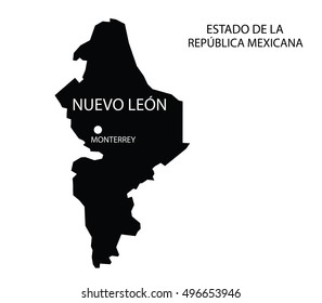 Estado De Nuevo Leon, Mexico, vector map isolated on white background. 
