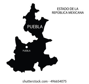 Estado De Puebla, Mexico, vector map isolated on white background. 
