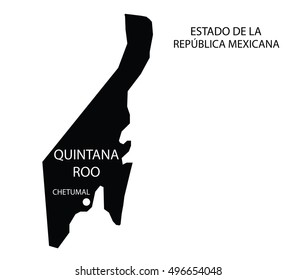 Estado De Quintana Roo, Mexico, vector map isolated on white background. 
