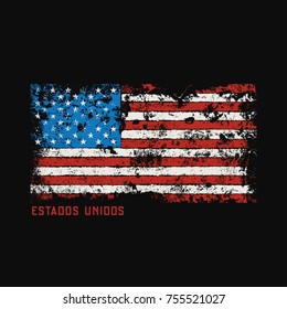 Estados unidos t-shirt and apparel design with grunge effect. Vector print, typography, poster, emblem.