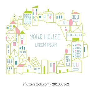Estate background - houses card illustration