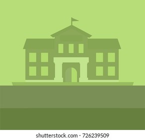 Estate building front view in green icon vector