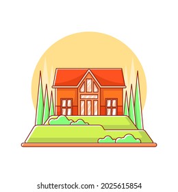 Estate House Vector in Flat Design Illustration