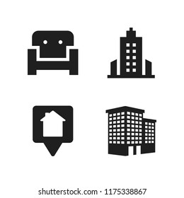 estate icon. 4 estate vector icons set. building, house location and couch icons for web and design about estate theme