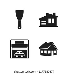 estate icon. 4 estate vector icons set. house, garage and scraper icons for web and design about estate theme