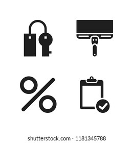 estate icon. 4 estate vector icons set. verification of clipboard, key and scraper icons for web and design about estate theme