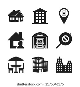 estate icon. 9 estate vector icons set. house, mirrors and building location icons for web and design about estate theme