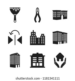 estate icon. 9 estate vector icons set. building, scraper and construction icons for web and design about estate theme