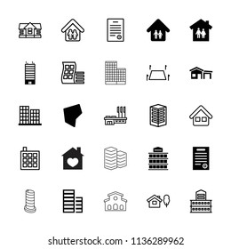 Estate icon. collection of 25 estate filled and outline icons such as business center, family house, family home, land territory. editable estate icons for web and mobile.