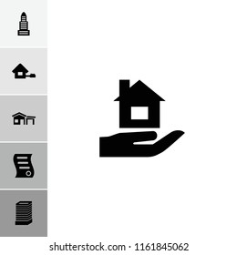 Estate icon. collection of 6 estate filled icons such as business center building, business center, bill of house sell, home, house. editable estate icons for web and mobile.