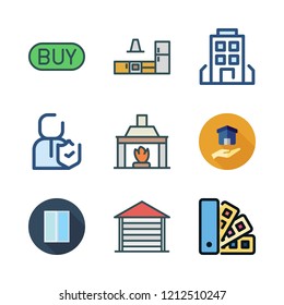 estate icon set. vector set about kitchen, home repair, buy and insurance icons set.