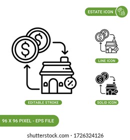 Estate icon set vector illustration with solid icon line style. Editable stroke icon on isolated background for web design, infographic and UI mobile app.