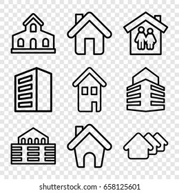 Estate icons set. set of 9 estate outline icons such as building, house, home