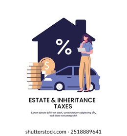 Immobilien- und Erbschaftssteuern Metapher flachen Stil Illustration Vektordesign