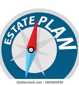 estate planning concept, compass with red and blue arrow 