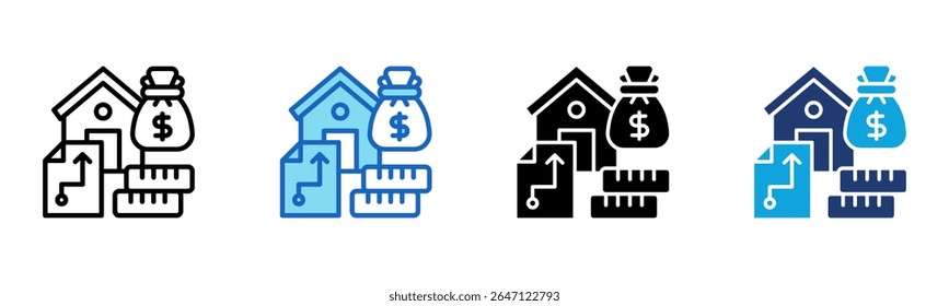 Ícone Planejamento de propriedade Ilustração de vetor de vários estilos