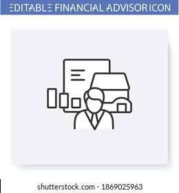 Estate planning line icon. Investitions advisor. Finance specialist. Consulting in investment and financial control. Capital management and improvement. Isolated vector illustration. Editable stroke 