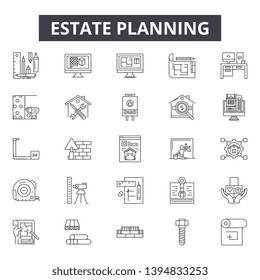 Estate planning line icon signs. Linear vector outline illustration set concept.