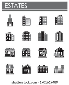 Estate related icons set on background for graphic and web design. Creative illustration concept symbol for web or mobile app.