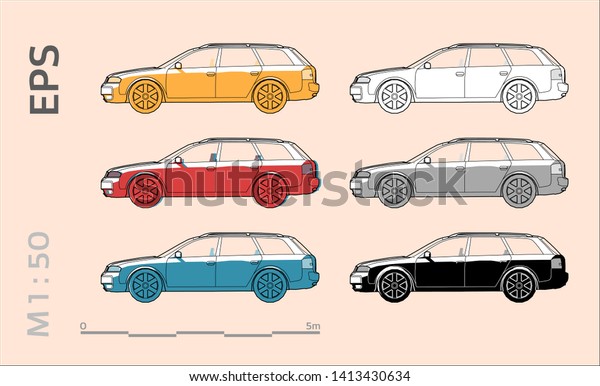 Download Estate Station Wagon Mpv Car Vector Stock Vector Royalty Free 1413430634