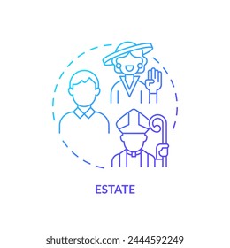 Estate systems blue gradient concept icon. Social stratification. Economic disparity. Feudal system. Social hierarchy. Round shape line illustration. Abstract idea. Graphic design. Easy to use in book