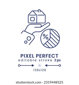Estate Tax linear desktop icon. Property legacy charge. Wealth transfer fee. Pixel perfect 128x128, outline 2px. GUI, UX design. Isolated user interface element for website. Editable stroke