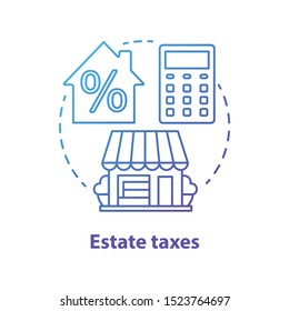 Estate taxes blue concept icon. Financial levy idea thin line illustration. Inheritance tax. Paying percent for inherited assets, money and property. Real estate fee. Vector isolated outline drawing