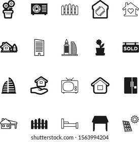 estate vector icon set such as: freeze, lodge, household, supply, energy, exhaust, advertisement, fresh, environmental, environment, tv, sweet, entertainment, food, domestic, contour, news, color