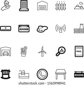 estate vector icon set such as: grow, central, tool, contour, network, hot, control, receiver, green, antenna, skyscraper, tower, outline, door, hands, heat, organic, flower, wind, sport, automobile