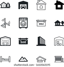 estate vector icon set such as: mill, bedroom, circle, renewable, windmill, summer, advertising, shipping, housework, break, equipment, information, exterior, water, rock, farm, front, sleep, garden