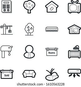 estate vector icon set such as: advertisement, legal, child, landscape, person, tech, tv, sold, tower, plant, antenna, garden, source, signature, decorative, screen, small, network, finance, sofa