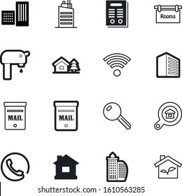 estate vector icon set such as: hand, rent, faucet, safety, ecology, signboard, connection, roof, organic, free, podcast, environmental, blue, pictogram, secret, safe, tap, garden, supply, lock