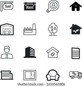 estate vector icon set such as: cartoon, quick, friendly, realtor, lorry, automation, lupe, vehicle, group, pear, tech, free, comfortable, shipping, ecology, circuit, decoration, industry, car